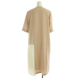 GRACE CONTINENTAL プリーツ切替ドレス ワンピース ロング ミモレ丈 半袖 38 ピンク 白 ホワイト