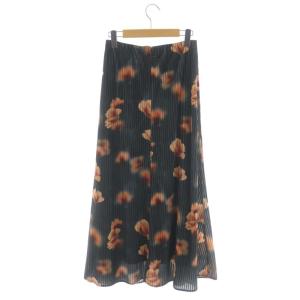 Ameri VINTAGE 22AW MILA VELOUR CUT SKIRT フラワースカート ロング フレア プリーツ M ダークグリーン マルチカラー