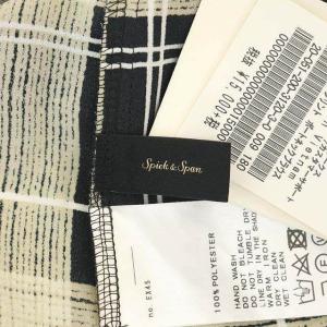 Spick&Span トラッカーチェックスタンドブラウス 長袖 シアー フリル F ベージュ 黒 白