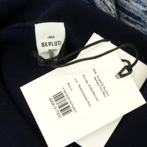 Berluti ボーダーニットポロシャツ カットソー 半袖 ウール S ネイビー ライトブルー