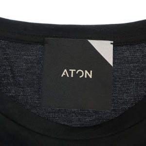 ATON SUVIN60/2 ROUND HEM T-SHIRT Tシャツ カットソー チュニック 五分袖 02 黒 ブラック
