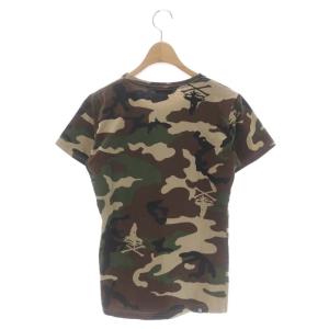 HYSTERIC GLAMOUR BEAR プリント Tシャツ カットソー 迷彩柄 半袖 S カーキ 茶色 黒