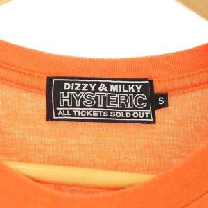 HYSTERIC GLAMOUR 22SS SUPER FUZZ#4 Tシャツ カットソー 半袖 バックプリント USED加工 S オレンジ 白 青