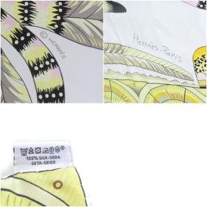 HERMES スカーフ カレ140 THE SAVANA DANCE サバンナのダンス シルク イエロー ホワイト