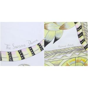 HERMES スカーフ カレ140 THE SAVANA DANCE サバンナのダンス シルク イエロー ホワイト