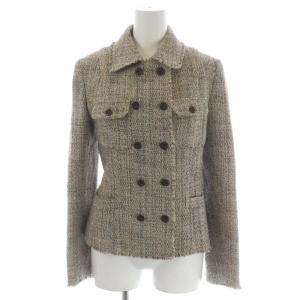 23区 vingt-trois スーツ セットアップ 上下 ツイード ジャケット ダブル 総裏地 タイトスカート 膝丈 38 ベージュ