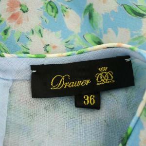 Drawer 23SS SUMMER シルクプリント ウェストギャザーワンピース ロング ノースリーブ 花柄 緑
