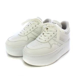 CELINE ブロックスニーカー ウェッジアウトソール カーフスキン プラットフォーム 34 オプティックホワイト