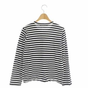 PLAY Comme des Garçons ボーダーカットソー Tシャツ ロンT 長袖 ロゴ刺繍 M 黒 ブラック 白 ホワイト AZ-T163