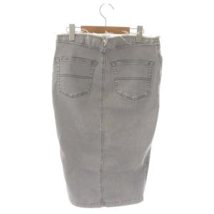 Deuxieme Classe フリンジデニムタイトスカート ミモレ ロング ストレッチ ダメージ加工 38 グレー
