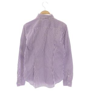 RALPH LAUREN ストライプ長袖シャツ ボタンダウン ポニー刺繍 スリムフィット 6 紫 白 パープル ホワイト
