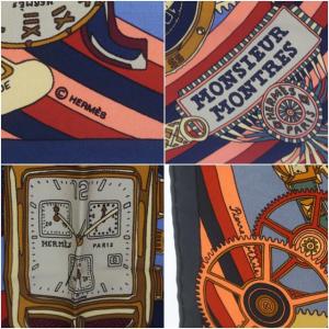 HERMES MONSIEUR MONTRES ピエールマリー スカーフ プチカレ カレ45 シルク マルチカラー