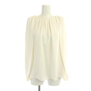 22AW コンパクトサテンタックケープブラウス ポンチョスリーブ 36 オフホワイト