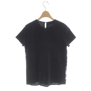 PRADA レース半袖トップス カットソー 切替 M 黒 ブラック