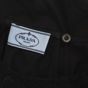 PRADA レース半袖トップス カットソー 切替 M 黒 ブラック