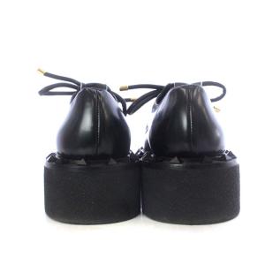 VALENTINO ロックスタッズフレアブローグシューズ プラットフォーム レースアップ レザー 36 ブラック