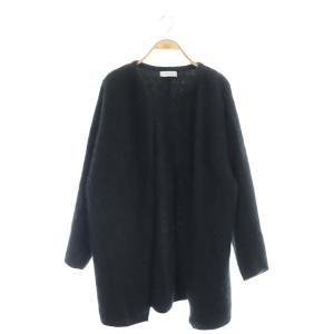 フラッフィーヤーン コクーンカーディガン ニット シャギー 長袖 S 黒 ブラック