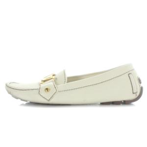 LOUIS VUITTON モンテカルロ ドライビングシューズ ローファー レザー ロゴ 36 23cm アイボリー