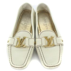LOUIS VUITTON モンテカルロ ドライビングシューズ ローファー レザー ロゴ 36 23cm アイボリー