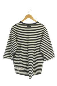 HYSTERIC GLAMOUR リバーシブルカットソー Tシャツ 七分袖 ボーダー ロゴ プリント L 紺 白 ネイビー ホワイト