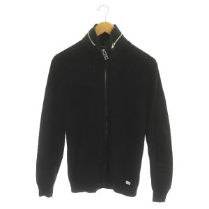 ジップアップニットカーディガン 長袖 M 黒 ブラック