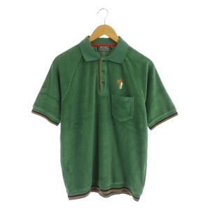 23SS PALM TREE刺繍 シャツ ポロシャツ 半袖 パイル地 L 緑 グリーン