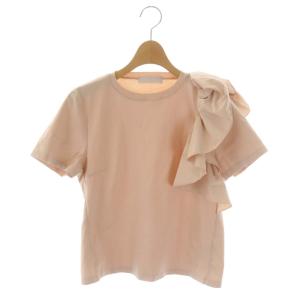 23SS アシンメトリーフリルカットソー 半袖 プルオーバー 36 ピンクベージュ