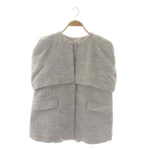 23SS ケープ付きジレ ベスト 総裏地 ツイード F 白 黒 ホワイト ブラック