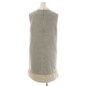 CELFORD 22AW 裾ファー切替Aラインワンピース チェック 膝丈 ノースリーブ 36 ベージュ 黒 グレー