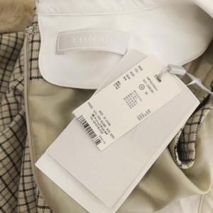 CELFORD 22AW 裾ファー切替Aラインワンピース チェック 膝丈 ノースリーブ 36 ベージュ 黒 グレー