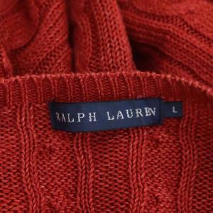 RALPH LAUREN ケーブルニット セーター 長袖 リネン プルオーバー L 赤 レッド OS
