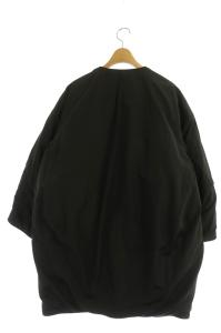 Drawer キルトダウン ファーポケットコート リバーシブル ミドル丈 フリル 38 ブラック