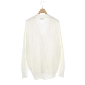 Drawer 9G畔編みVネックカーディガン ニット 長袖 白 ホワイト