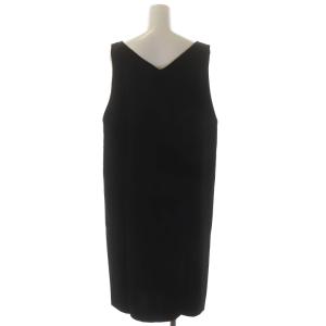 DRESSTERIOR カルゼツイルジャンパースカート ワンピース ロング ノースリーブ Vネック 黒 ブラック