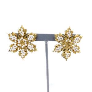 ココマーク スノーフレーク イヤリング クリップ式 ゴールドカラー