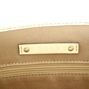 CELINE マカダム トートバッグ キャンバス レザー ベージュ 白 ホワイト OH