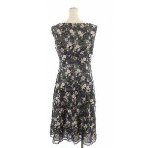 TOCCA 洗える SIMONE ドレス フラワー刺繍 ノースリーブ ワンピース ロング 4 黒 ピンク 黄緑