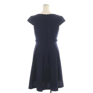TOCCA 洗える SERENITY ドレス リボン ワンピース 膝丈 半袖 4 紺 ネイビー
