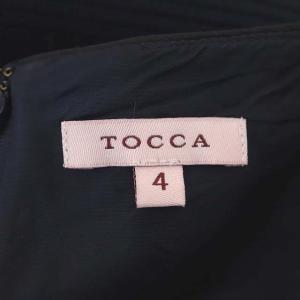 TOCCA 洗える SERENITY ドレス リボン ワンピース 膝丈 半袖 4 紺 ネイビー