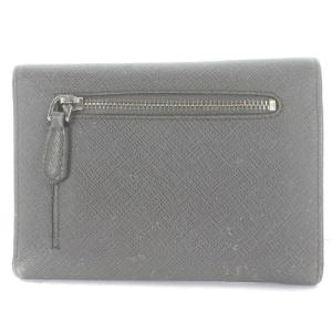 PRADA 三つ折り財布 レザー ロゴ グレー