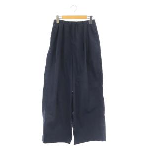 21SS C/Peタイプライター リラックスゴムワイドTROUSERS パンツ イージー タック 38 紺 ネイビー