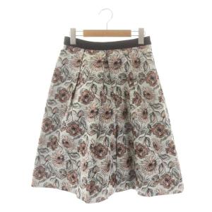 フレアスカート タック 花柄 ひざ丈 38 ミントブルー サーモンピンク 黒