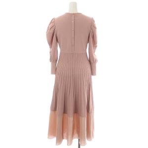 ANAYI 23SS ドッキングプリーツ切替ワンピース 長袖 ロング 36 ピンク