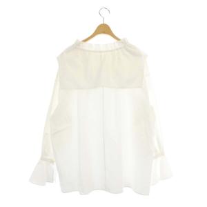 CLANE 21AW 2wayロングスリーブビッグカラーバブブラウス 長袖 プルオーバー 1 白 ホワイト