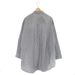 CLANE 23SS HUGE SHIRT ヒュージルーズシャツ ストライプ ボタンダウン 長袖 1 黒 白 ブラック ホワイト