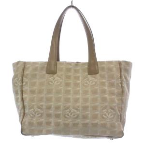 CHANEL ヴィンテージ ニュートラベルライン トートバッグ ハンドバッグ ココマーク ナイロン ベージュ A15991 8番台