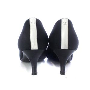 CHANEL パンプス ハイヒール ココマーク リボンモチーフ バイカラー 37C 24cm 黒 ブラック 白 ホワイト
