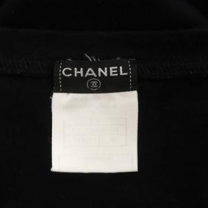 CHANEL ロゴビーズ装飾 ロングスリーブカットソー 長袖 40 ブラック 07P P31208K00464