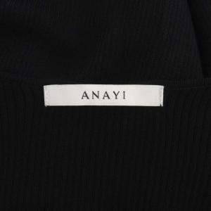 ANAYI リブVネックカーディガン ニット 長袖 38 黒 ブラック