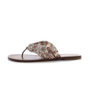 TORY BURCH フラットサンダル ビーチサンダル トング US7.5 24.5cm 茶 ブラウン 白 ホワイト
